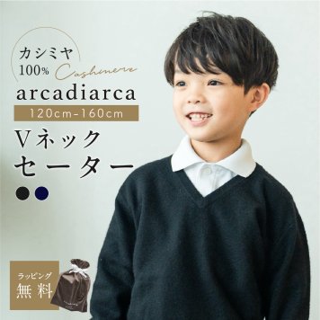 カシミヤ 100％ セーター 子供 Vネック 120～160cm プレゼント キッズ カシミヤ100% カシミア ニット スクールニット トップス 子供服 子ども服 男の子 女の子 秋冬 防寒 寒さ対策 ラッピング無料 アルカディアルカ arcadiarca