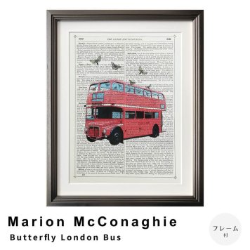 Marion McConaghie（マリオン マコネギー） Butterfly London Bus アートポスター（フレーム付き）