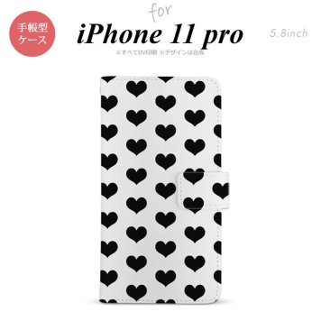 iPhone11Pro iPhone11 Pro 手帳型スマホケース カバー ハート 黒  nk-004s-i11p-dr015