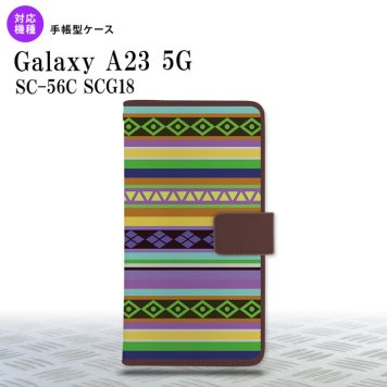 Galaxy A23 GalaxyA23 手帳型スマホケース カバー エスニック ボーダー 紫 2022年 10月発売 nk-004s-a23-dr1564