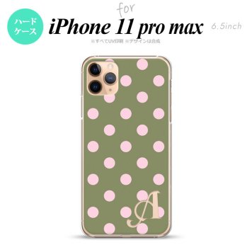 iPhone11ProMax iPhone11pro max スマホケース ハードケース ドット 水玉 B モスグリーン +アルファベット メンズ レディース nk-i11pm-832i