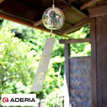 風鈴 ガラス おしゃれ 日本製 ADERIA 日本を楽しむ ガラス風鈴 風神雷神図  ギフト おすすめ 歴史 好き