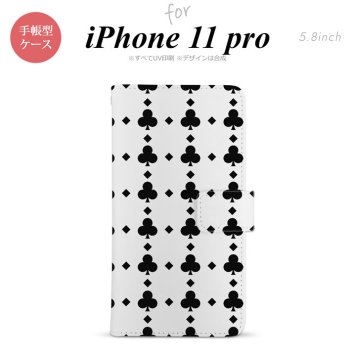 iPhone11Pro iPhone11 Pro 手帳型スマホケース カバー トランプ クラブ クリア 黒  nk-004s-i11p-dr531