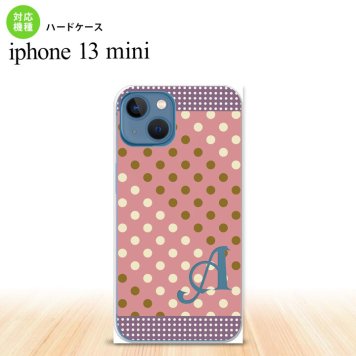 iPhone13mini iPhone13 mini ケース ハードケース ドット 水玉 C サーモンピンク 紫 +アルファベット  nk-i13m-1653i