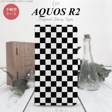 SH-03K/SHV42/706SH AQUOS R2 手帳型スマホケース カバー スクエア 黒  nk-004s-r2-dr031