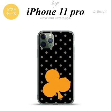 iPhone11Pro iPhone11 Pro スマホケース ソフトケース トランプ 水玉 クラブ 黒 オレンジ メンズ レディース nk-i11p-tp547