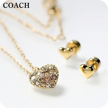 コーチ ネックレス ピアス セット レディース ブランド COACH ペンダント 2点セット スタッド 両耳用 541359GLD110 ゴールド アクセサリー