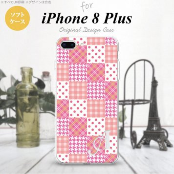 【iPhone8Plus】【スマホケース/スマホカバー】【アイフォン8プラス】iPhone8Plus スマホケース ケース アイフォン8プラス イニシャル パッチワーク風 ピンク nk-ip8p-tp1061ini【メール便送料無料】