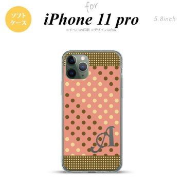 iPhone11Pro iPhone11 Pro スマホケース ソフトケース ドット 水玉 C サーモンピンク 茶 +アルファベット メンズ レディース nk-i11p-tp1641i