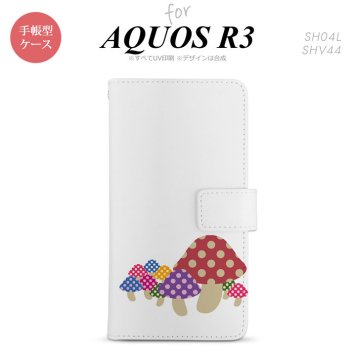 SH-04L/SHV44 AQUOS R3 手帳型スマホケース カバー きのこ クリア  nk-004s-r3-dr741