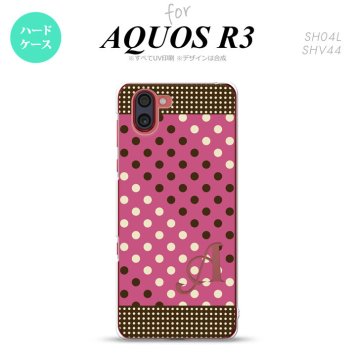 SH-04L SHV44 R3 AQUOS R3 スマホケース カバー ドット 水玉 C 紫 茶 +アルファベット nk-r3-1655i