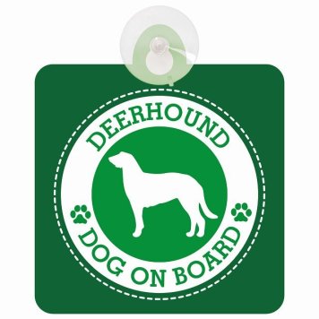セーフティサイン DOG ON BOARD Deerhound ディアハウンド グリーン 安全運転 車内用 吸盤タイプ 煽り運転対策 収れん火災防止タイプ 安全対策 カーサイン 吸盤 肉球マーク