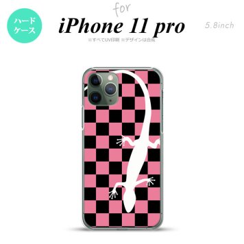 iPhone11Pro iPhone11 Pro スマホケース ハードケース トカゲ 市松 ピンク メンズ レディース nk-i11p-863