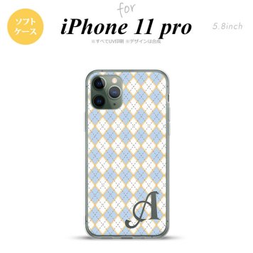 iPhone11Pro iPhone11 Pro スマホケース ソフトケース アーガイル 青 グレー +アルファベット メンズ レディース nk-i11p-tp1413i