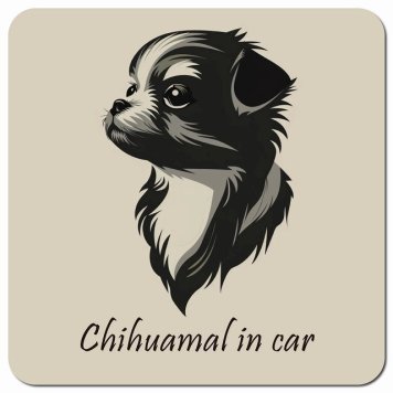 イラスト付 Dog in Car チワマル Bタイプ カーサイン 車 マグネットステッカー 犬 マグネット 強力 13x13cm 正方形 おしゃれ かわいい ドラレコステッカー 安全対策 危険運転 煽り運転 アニマル 動物 犬種別 屋外 防水 屋内