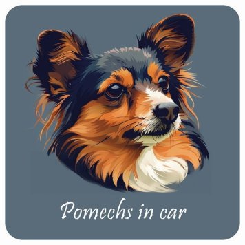 ドッグ カーステッカー イラスト付 Dog in Car ポメックス Aタイプ セーフティサイン 犬種別 正方形 13x13cm シール リア あおり運転対策 Dog Sticker 屋外 屋内 防水 かわいい おしゃれ 安全対策 カーサイン