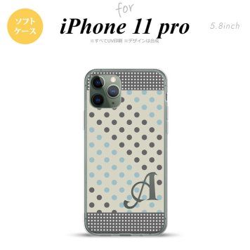 iPhone11Pro iPhone11 Pro スマホケース ソフトケース ドット 水玉 C グレー 青 +アルファベット メンズ レディース nk-i11p-tp1650i