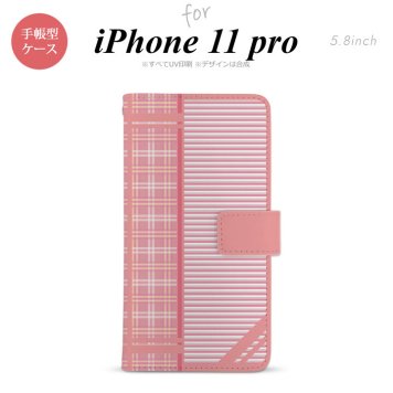 iPhone11Pro iPhone11 Pro 手帳型スマホケース カバー チェック ボーダー 赤  nk-004s-i11p-dr1606