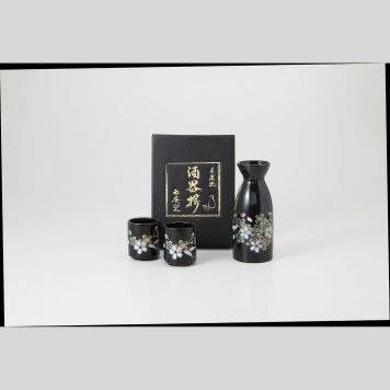 点描桜　酒器揃（黒） 磁器 美濃焼 やきものの里から、暮らしを贈ります。　ギフト 食器 セット テーブルウェア