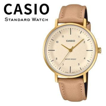 箱なし カシオ 腕時計 レディース ベージュ ゴールド レザーベルト アナログ シンプル 薄型 CASIO 海外モデル 逆輸入 女性 仕事 ビジネス プレゼント ギフト 成人 卒業 入学