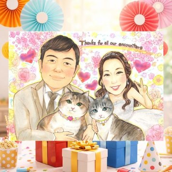 結婚式の記念に、お祝いの場を明るくする似顔絵です。 似顔絵 結婚祝い プレゼント 手描き 名入れ 贈り物 ギフト 結婚式 感謝 お祝い サンクスボード 披露宴 同僚 新郎新婦 職場 友達 修正無料 名入れ 下書き確認 似てる 喜ばれる 実績多数 一生もの 新郎新婦ギフト サンクスボード 婚礼 入籍 宝物 感激 ハロウィン 長寿祝い オリジナル メモリアルギフト ブライダルギフト 初任給 同窓会
