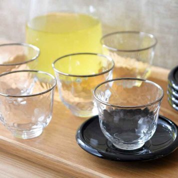 冷茶グラス 5客セット 茶托付き 銀の月