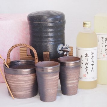 国産美濃焼 天正黒釉焼酎サーバー1200cc木代付セット(13.5×15.5cm 1.6キロ)8