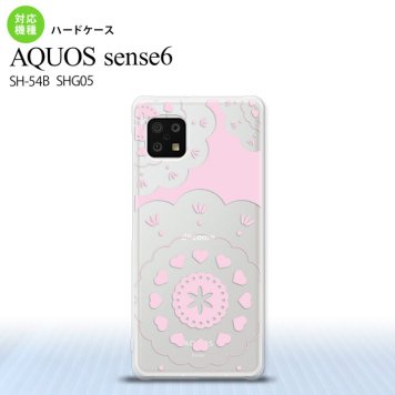 SH-54B SHG05 AQUOS sense6 スマホケース ハードケース レース クリア ピンク メンズ レディース nk-sens6-1484