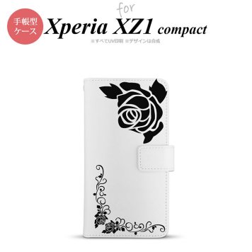【手帳型 スマホ カバー ケース】【SO02K】【エクスペリア XZ1】手帳型 ケース SO-02K スマホ カバー Xperia XZ1 Compact エクスペリア バラA 黒 nk-004s-so02k-dr1065【メール便送料無料】