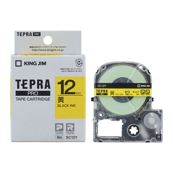 日本ナインスター キングジム用 テプラPRO SC12Y互換 テープカートリッジ 12mm (黄) 4562382663960
