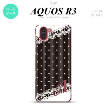 SH-04L SHV44 R3 AQUOS R3 スマホケース カバー ドット レース C 黒 +アルファベット nk-r3-1619i