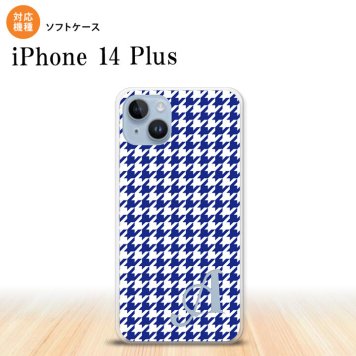iPhone14 plsu iPhone14 plsu スマホケース 背面ケースソフトケース 千鳥 格子 小 青 白 +アルファベット 2022年 10月発売 nk-i14pl-tp905i