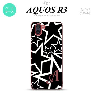 SH-04L SHV44 R3 AQUOS R3 スマホケース カバー 星 黒 白 +アルファベット nk-r3-1121i