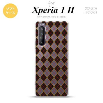 Xperia 1 II 5G スマホケース 背面カバー ストラップホール有り ソフトケース アーガイル クリア 黒 ストラップホール おしゃれ かわいい かっこいい メンズ レディース nk-xp12-tp1402