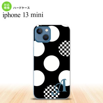 iPhone13mini iPhone13 mini ケース ハードケース 水玉 A 黒 白 +アルファベット  nk-i13m-1111i