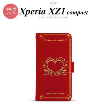 【手帳型 スマホ カバー ケース】【SO02K】【エクスペリア XZ1】手帳型 ケース SO-02K スマホ カバー Xperia XZ1 Compact エクスペリア 飾りハート（B) 赤 nk-004s-so02k-dr618【メール便送料無料】