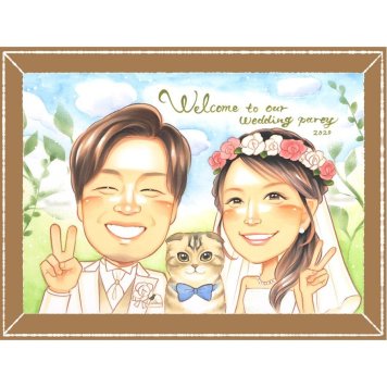 結婚式のギフトに、写真とは違うぬくもりが伝わる似顔絵です。下書き確認ができるので、安心して贈れます。 結婚祝い 似顔絵 ギフト プレゼント 名入れ 手描き 贈り物 結婚式 ウェディング ブライダル 婚礼 記念 新郎 カップル 新婦 両親 下書き確認 名入れ 修正無料 そっくり サプライズ 喜ばれる かわいい 一生もの 思い出 結婚式 ウェディング メモリアル 記念日 キレイ 長寿祝い