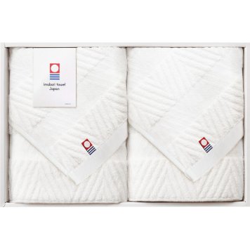 今治タオル 今治 綾 フェイスタオル 2枚セット [26-7538-015] IMT28201S ｜ 綿100％ 34×70cm 杉綾織で仕上げた立体的な織柄 ｜ ギフト 贈り物 内祝い お返し 出産祝い 結婚祝い 香典返し 御見舞い ご挨拶 ｜ タオルギフト 日本製 今治タオルブランド認定 ｜ 化粧箱入