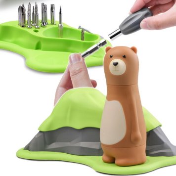 Bear Papa アニマルドライバー ベアパパ＆多機能ツールボックス[ラチェット ドライバー セット ビット 小型 コンパクト くま かわいい デザイン ドライバーセット 工具 工具セット ラチェットドライバー DIY 組立て 道具 ツール おしゃれ]