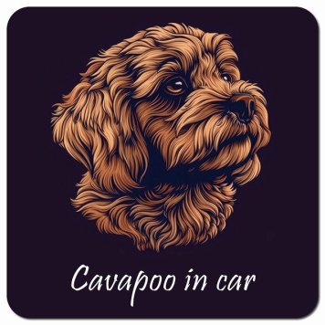 イラスト付 Dog in Car キャバプー Bタイプ カーサイン 車 マグネットステッカー 犬 マグネット 強力 13x13cm 正方形 おしゃれ かわいい ドラレコステッカー 安全対策 危険運転 煽り運転 アニマル 動物 犬種別 屋外 防水 屋内