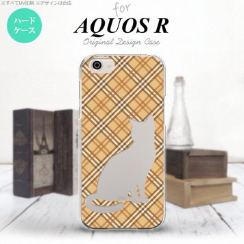 【SH03J】【スマホケース/スマホカバー】【アクオス R】SH03J スマホケース AQUOS R SH-03J カバー アクオス R 猫 チェック茶A nk-sh03j-955【メール便送料無料】