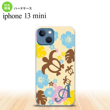iPhone13mini iPhone13 mini ケース ハードケース ホヌ ハイビスカス 黄 +アルファベット  nk-i13m-1105i