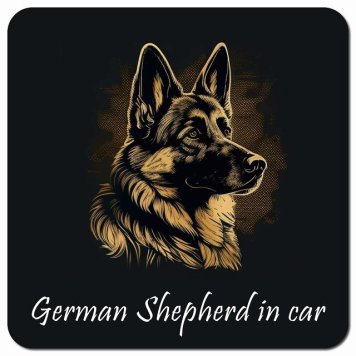 イラスト付 Dog in Car シェパード Aタイプ カーサイン 車 マグネットステッカー 犬 マグネット 強力 13x13cm 正方形 おしゃれ かわいい ドラレコステッカー 安全対策 危険運転 煽り運転 アニマル 動物 犬種別 屋外 防水 屋内