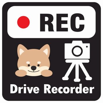 ドラレコ ステッカー シール REC Drive Recorder いぬ ブラック 13x13cm 正方形 おしゃれ かわいい ドラレコシール 安全対策 危険運転 煽り運転 前後 アニマル 動物 イラスト付 ドライブレコーダー 録画 カーサイン