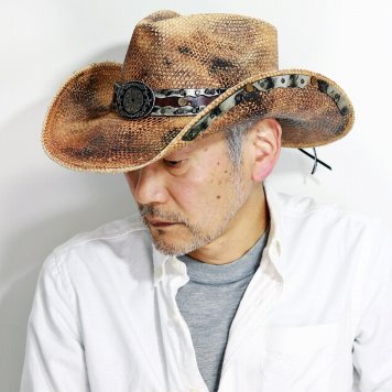 カウボーイ ハット 春夏 パナマ ウエスタン パナマハット スタッズ メンズ 帽子 日除け テンガロン ストローハット 茶色 California Hat Company Inc. Stampede スタンピードハット ビンテージ風 麦わら帽 つば広 ワイヤー入り ティー 父の日