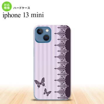 iPhone13mini iPhone13 mini ケース ハードケース バタフライ 蝶 レース 紫  nk-i13m-1282