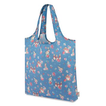 キャスキッドソン Cath Kidston エコバッグ 984485 105952417966102 FOLDAWAY SHOPPER BEATRIX POTTER DITSY ビアトリクス・ポター ピーターラビット コラボ 折りたたみ式 ショッピングバッグ トート CHALK BLUE ブルー系＋フラワー柄＋ピーターラビット柄マルチカラー