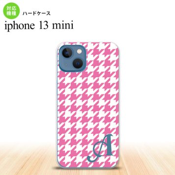 iPhone13mini iPhone13 mini ケース ハードケース 千鳥 格子 大 ピンク 白 +アルファベット  nk-i13m-917i