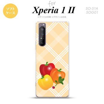 Xperia 1 II 5G スマホケース 背面カバー ストラップホール有り ソフトケース ベジタブル パプリカ オレンジ ストラップホール おしゃれ かわいい かっこいい メンズ レディース nk-xp12-tp668
