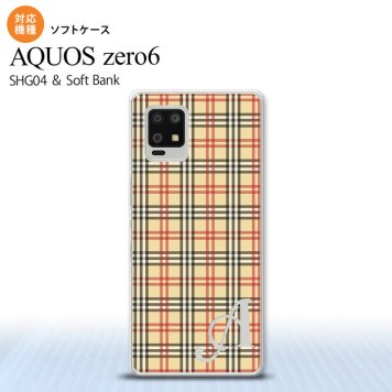 SHG04 SHG04 ZERO6 AQUOS zero6 スマホケース ソフトケース チェック B ベージュ 赤 +アルファベット メンズ レディース nk-zero6-tp446i